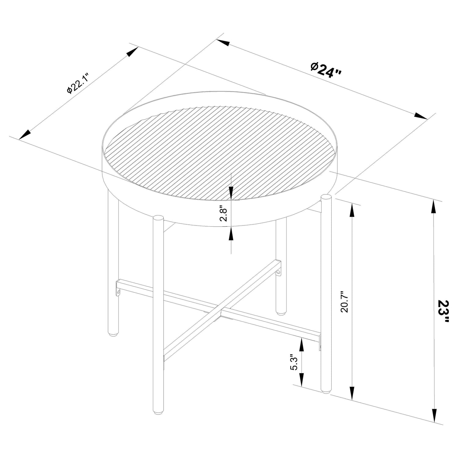 Ozella 2-piece Round Coffee and End Table Set Sandy Black - 707898-S2