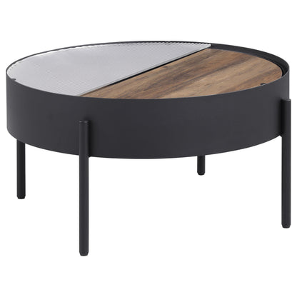 Ozella 2-piece Round Coffee and End Table Set Sandy Black - 707898-S2