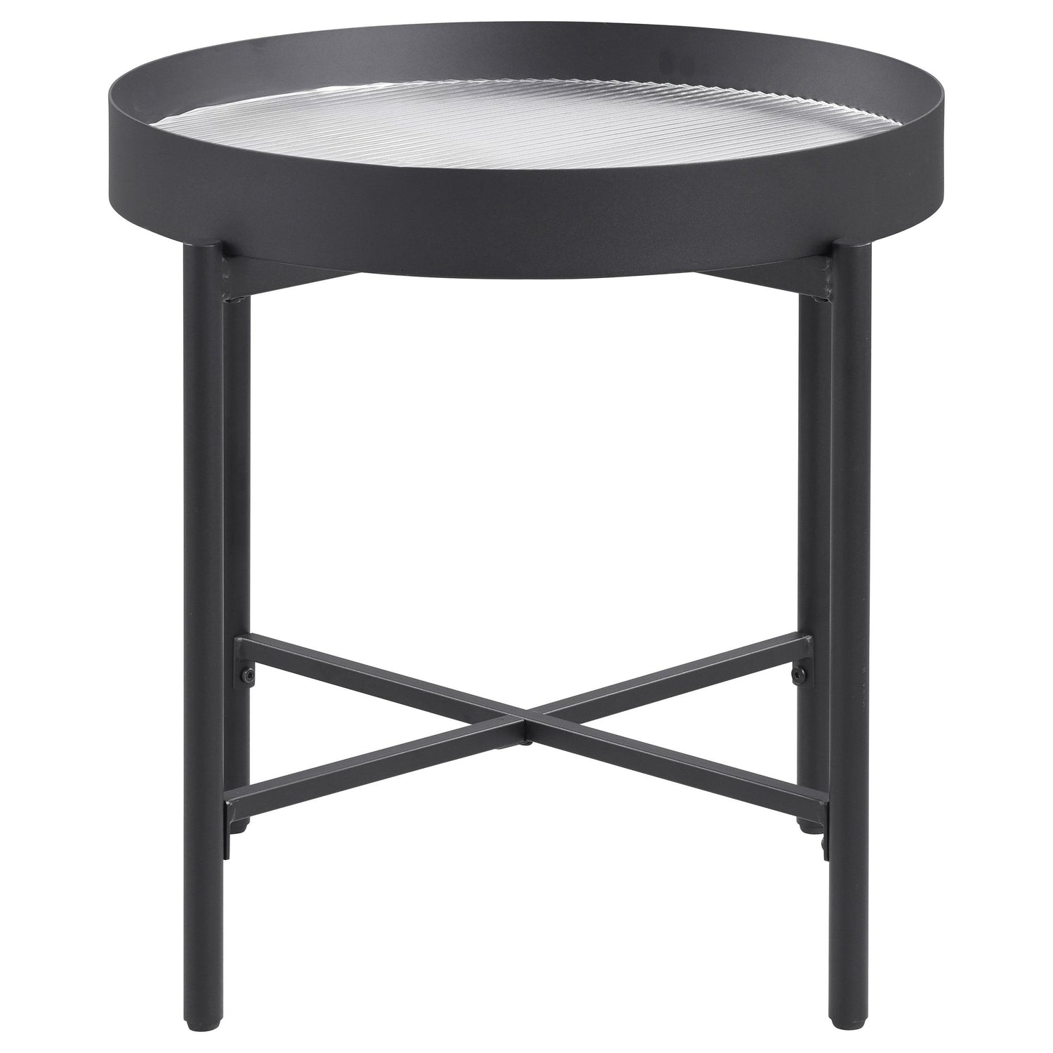 Ozella 3-piece Round Coffee and End Table Set Sandy Black - 707898-S3