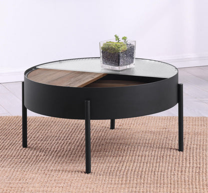 Ozella Round Coffee Table with Hidden Storage Sandy Black - 707898