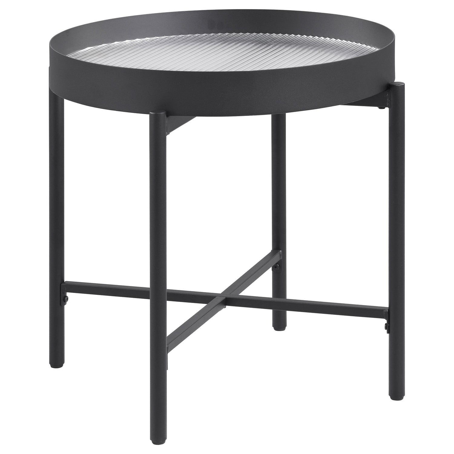 Ozella Round End Side Table with Recessed Top Sandy Black - 707897