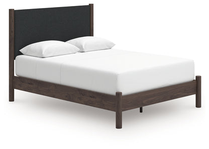 Pamytta Brown Queen Upholstered Panel Platform Bed - PCB2614B12