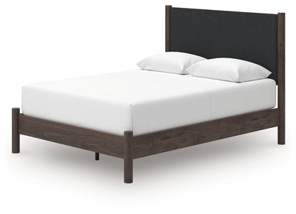 Pamytta Brown Queen Upholstered Panel Platform Bed - PCB2614B12