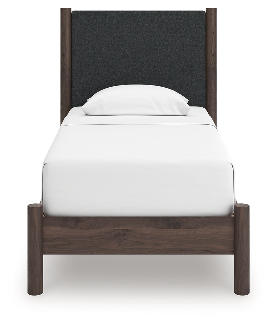 Pamytta Brown Twin Upholstered Panel Platform Bed - PCB2614B8