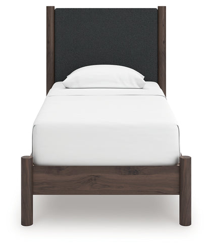 Pamytta Brown Twin Upholstered Panel Platform Bed - PCB2614B8