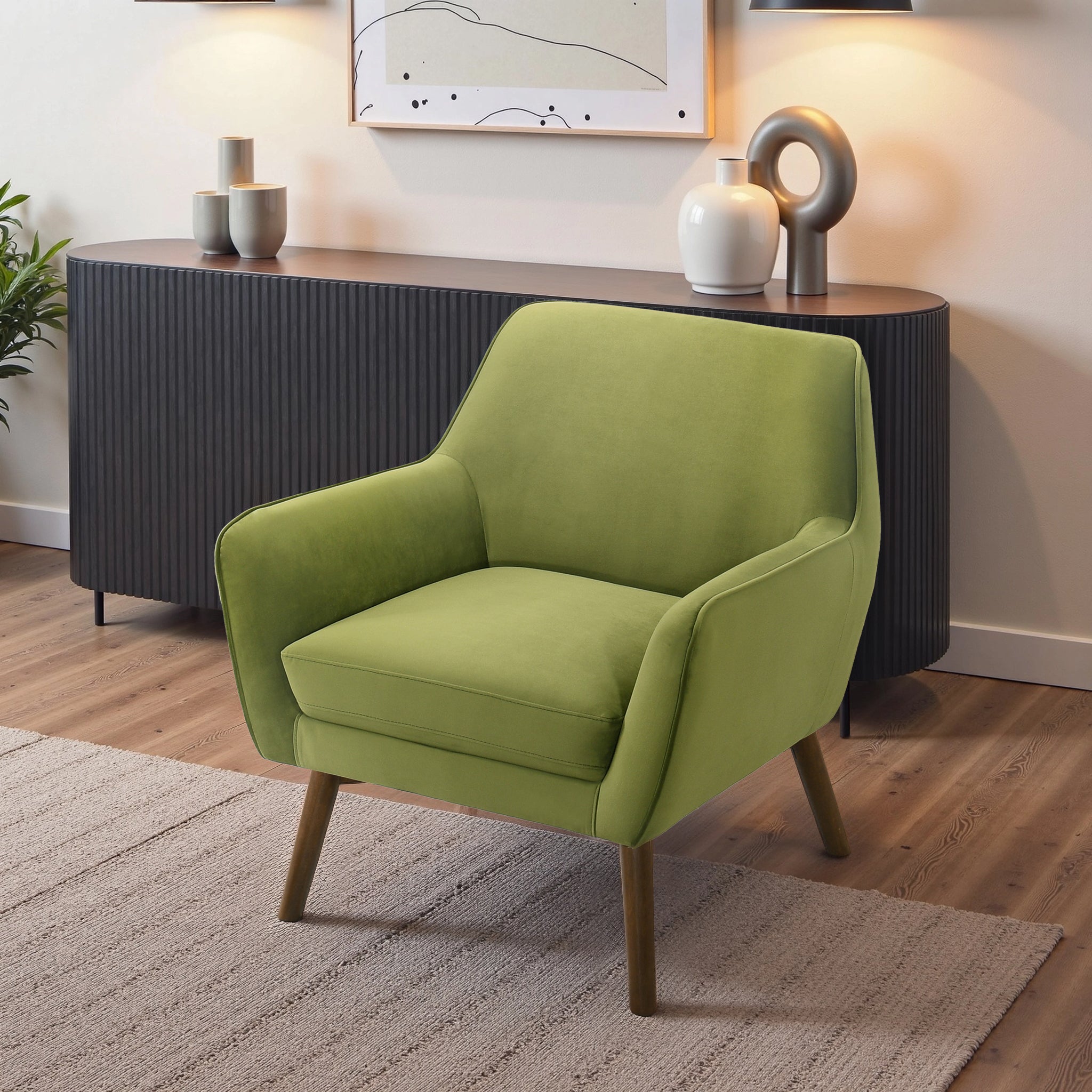 Panom Pistacho Green Velvet Lounge Chair - LCH00401913