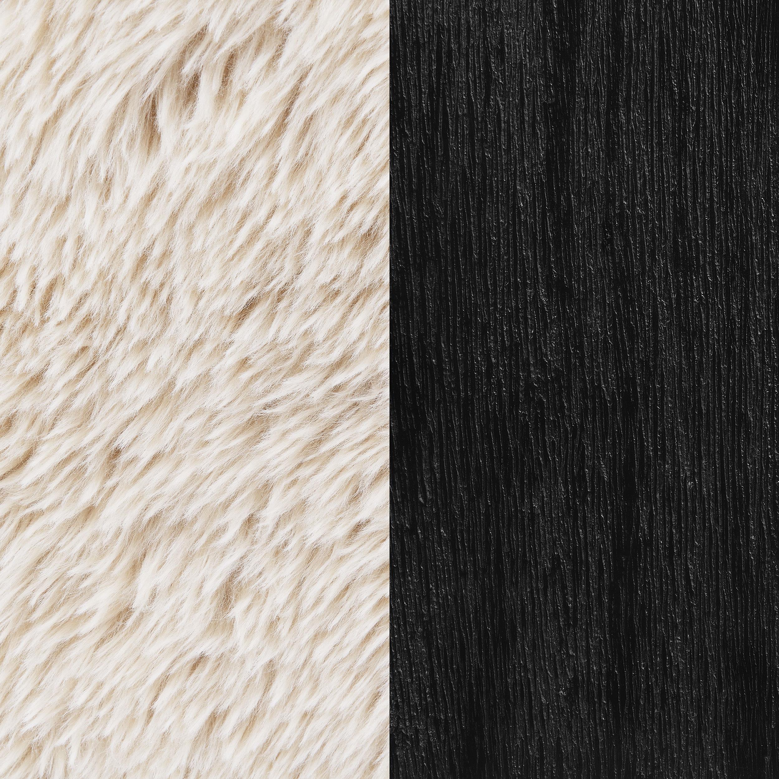 Paquet Faux Fur Upholstered Chair Solid Wood Arms Latte - 907533