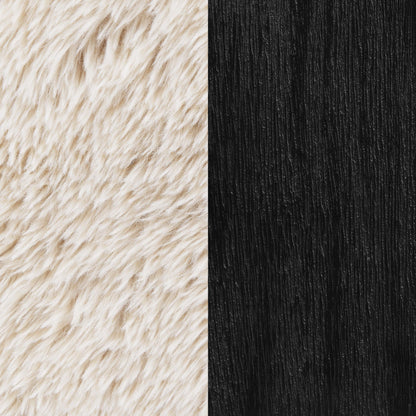 Paquet Faux Fur Upholstered Chair Solid Wood Arms Latte - 907533