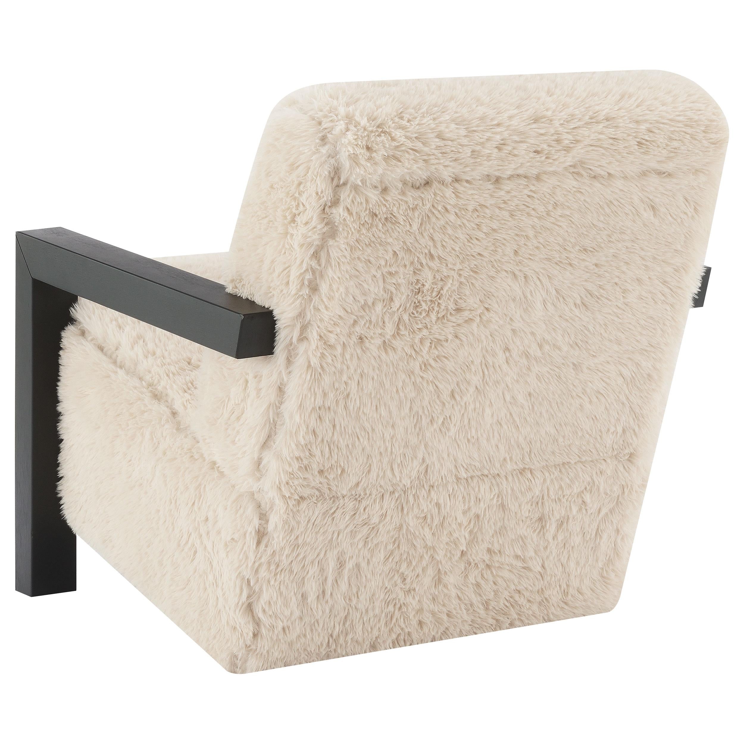 Paquet Faux Fur Upholstered Chair Solid Wood Arms Latte - 907533