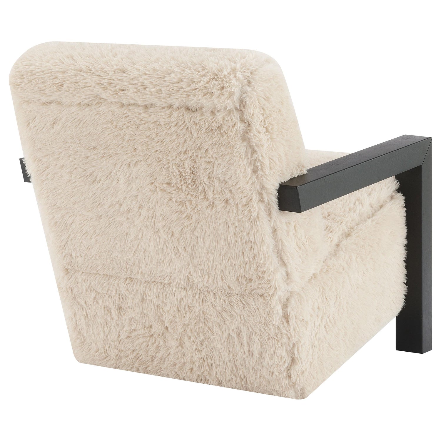 Paquet Faux Fur Upholstered Chair Solid Wood Arms Latte - 907533