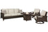 Paradise Trail Outdoor Sofa and 2 Lounge Chairs with Fire Pit Table in Medium Brown - PKG012911