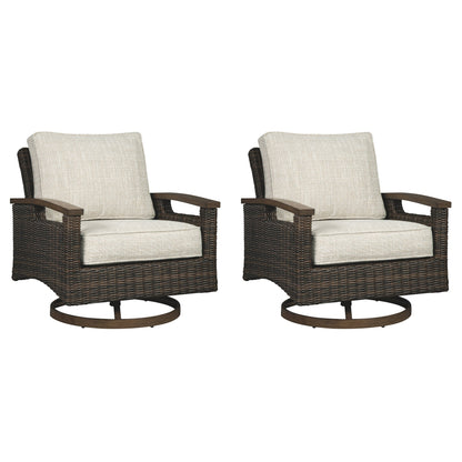 Paradise Trail Outdoor Sofa and 2 Lounge Chairs with Fire Pit Table in Medium Brown - PKG012911