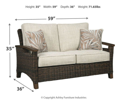 Paradise Trail Outdoor Sofa and Loveseat in Medium Brown - PKG014560