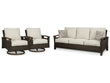 Paradise Trail Outdoor Sofa with 2 Lounge Chairs in Medium Brown - PKG014562