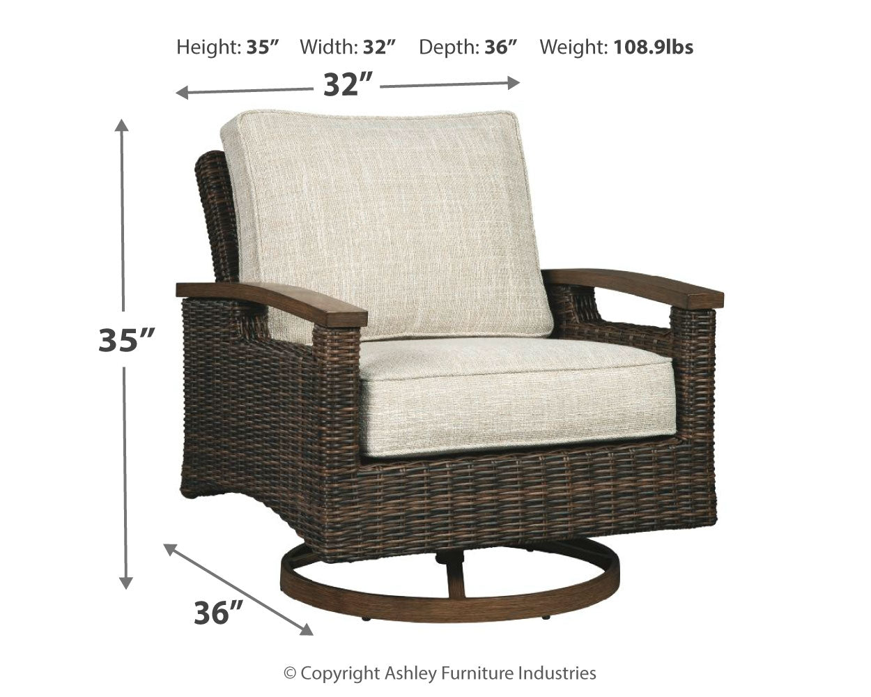 Paradise Trail Outdoor Sofa with 2 Lounge Chairs in Medium Brown - PKG014562