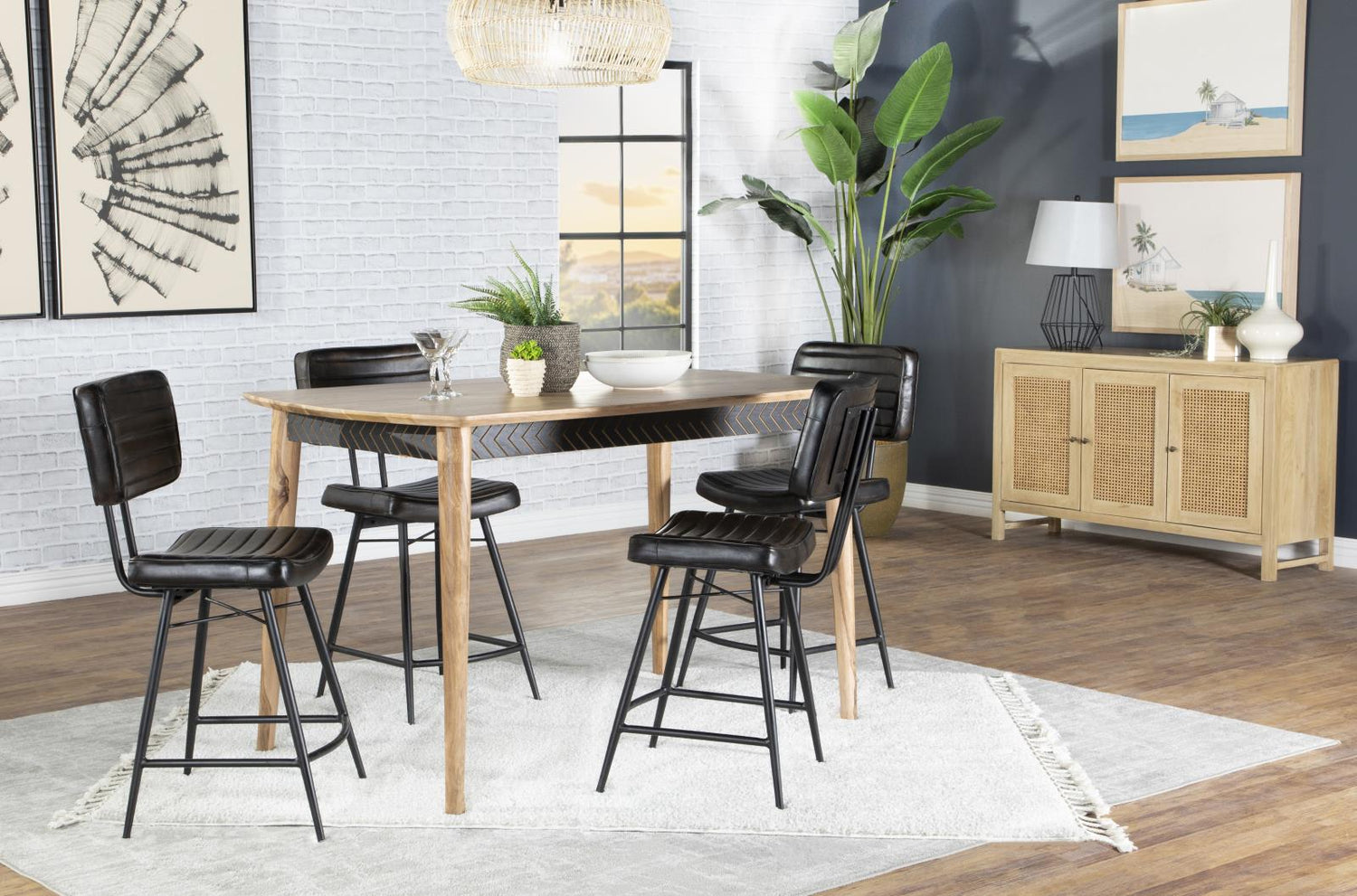 Partridge Natural Sheesham and Espresso 5-Piece Rectangular Counter Height Dining Set from Coaster - Luna Furniture