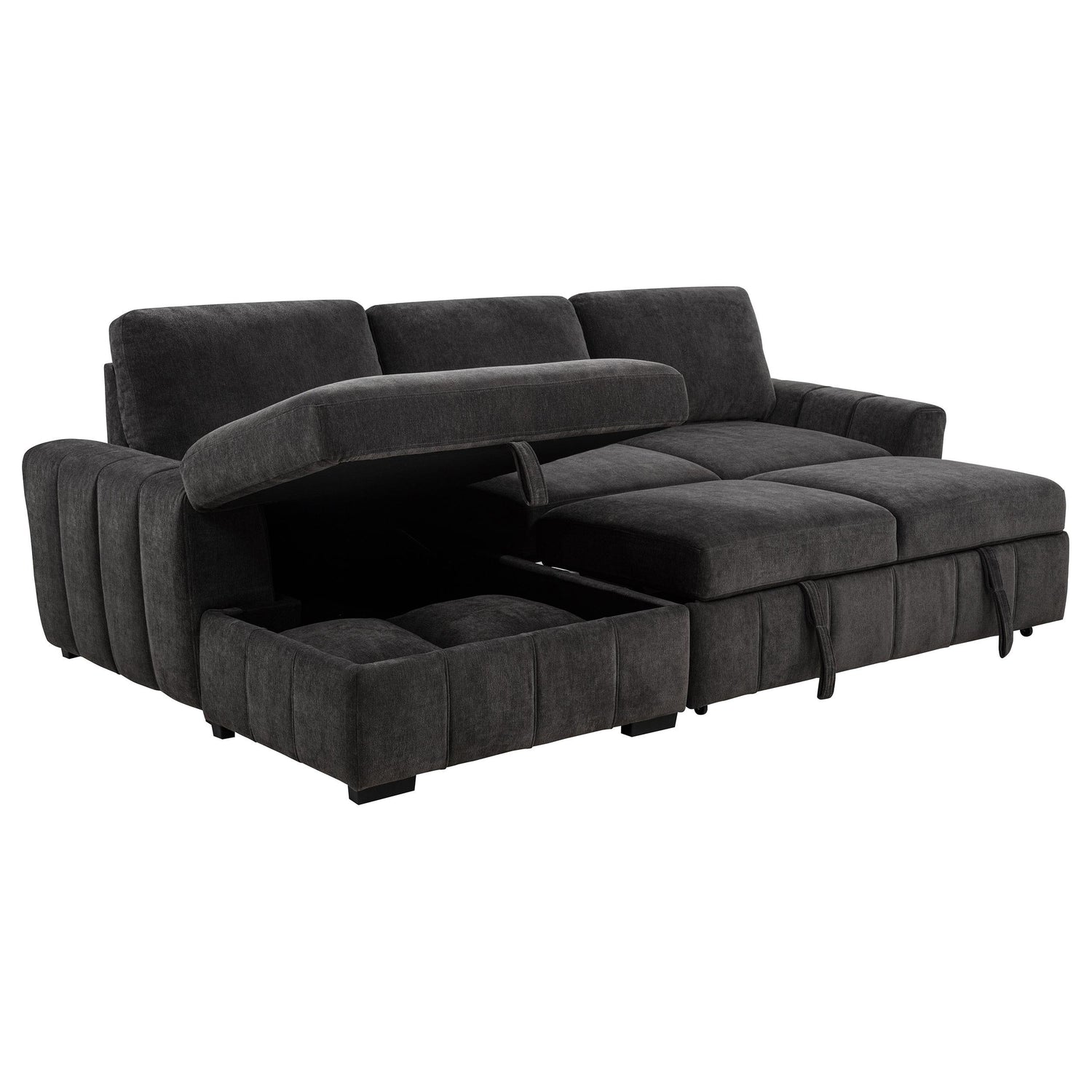 Pastrana Upholstered Sleeper Sectional Sofa Charcoal Grey - 500349