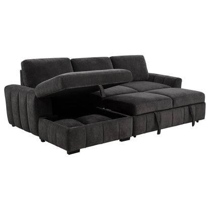 Pastrana Upholstered Sleeper Sectional Sofa Charcoal Grey - 500349