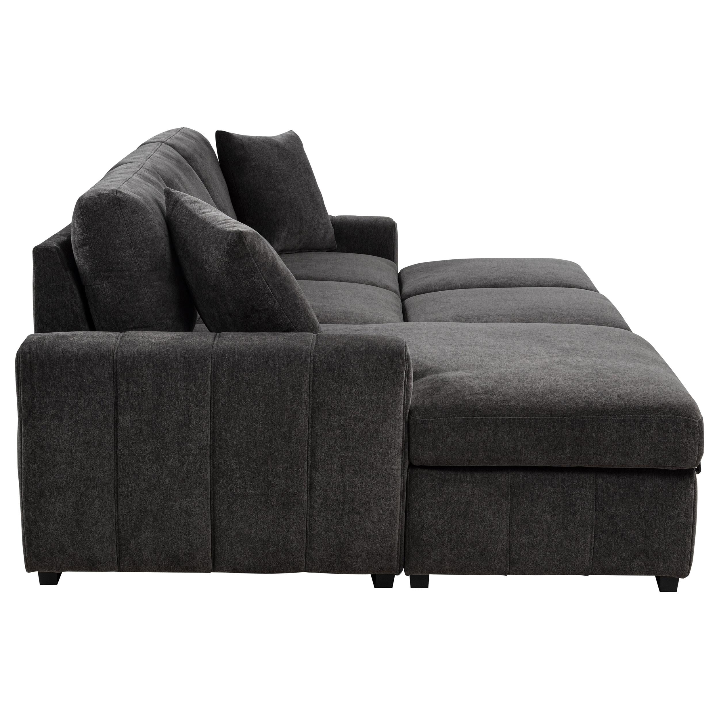 Pastrana Upholstered Sleeper Sectional Sofa Charcoal Grey - 500349