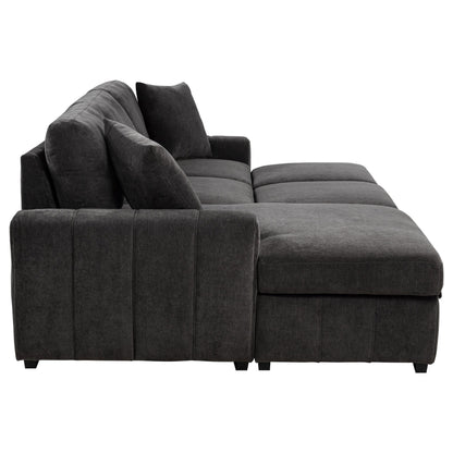 Pastrana Upholstered Sleeper Sectional Sofa Charcoal Grey - 500349