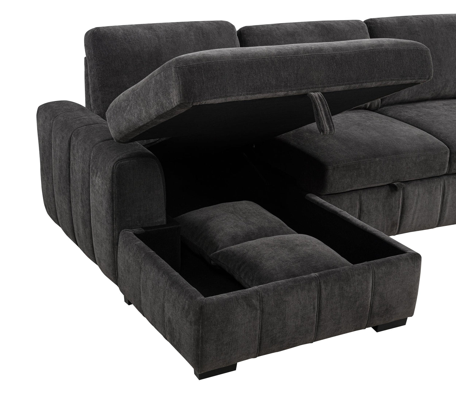 Pastrana Upholstered Sleeper Sectional Sofa Charcoal Grey - 500349