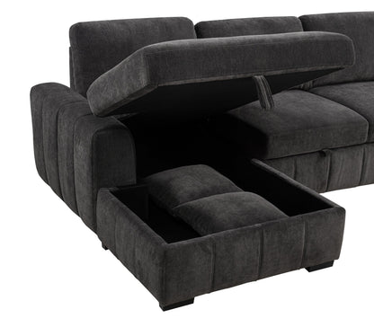 Pastrana Upholstered Sleeper Sectional Sofa Charcoal Grey - 500349