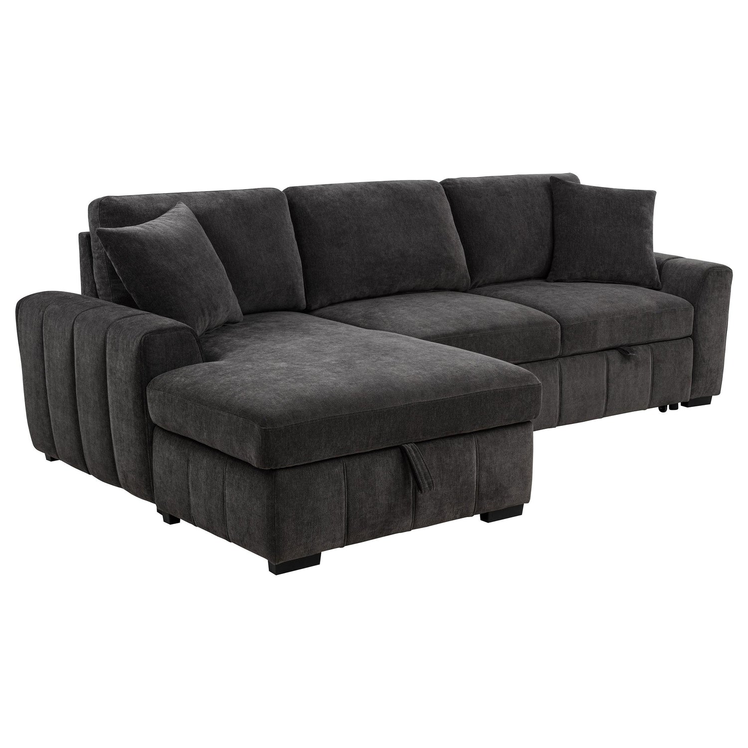 Pastrana Upholstered Sleeper Sectional Sofa Charcoal Grey - 500349