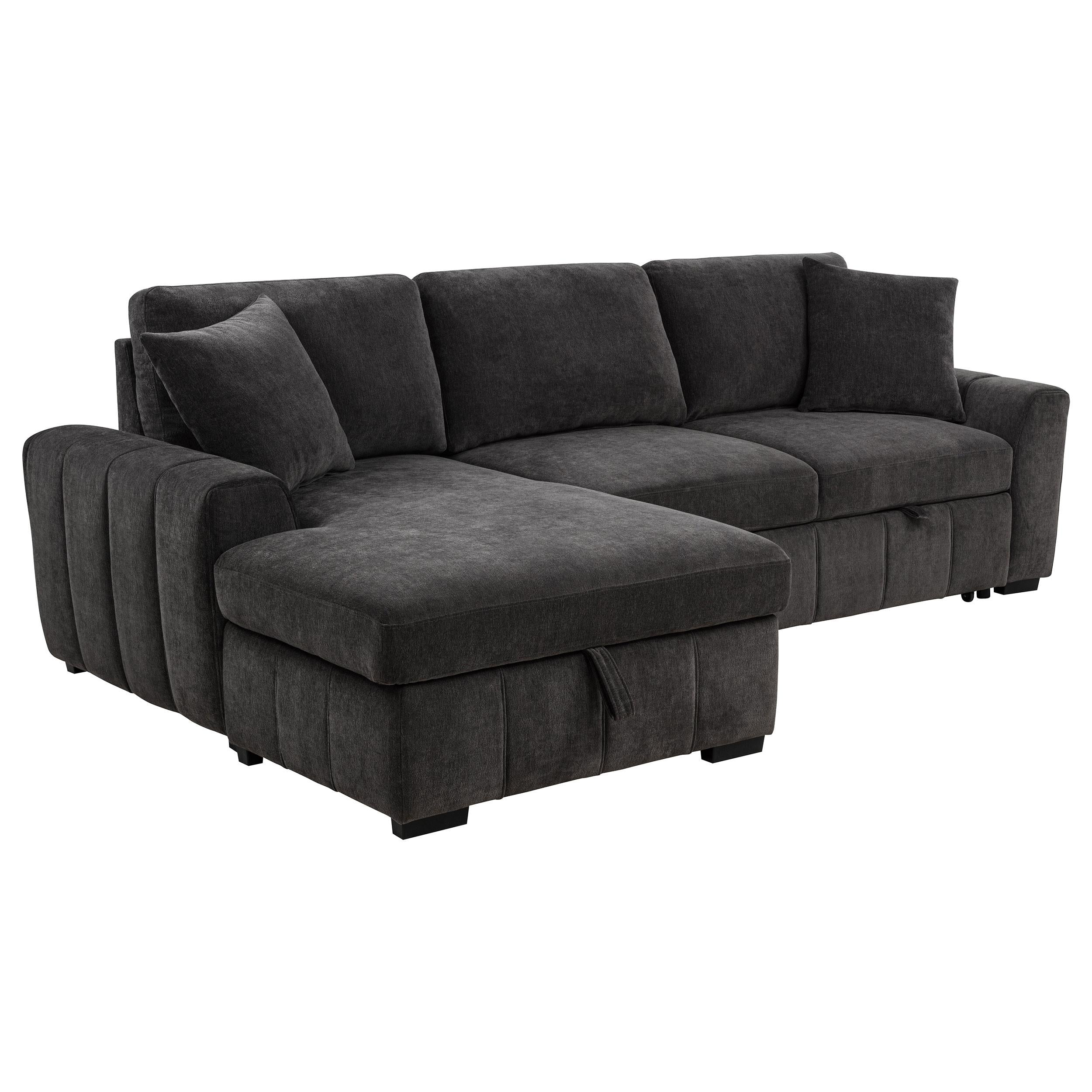 Pastrana Upholstered Sleeper Sectional Sofa Charcoal Grey - 500349