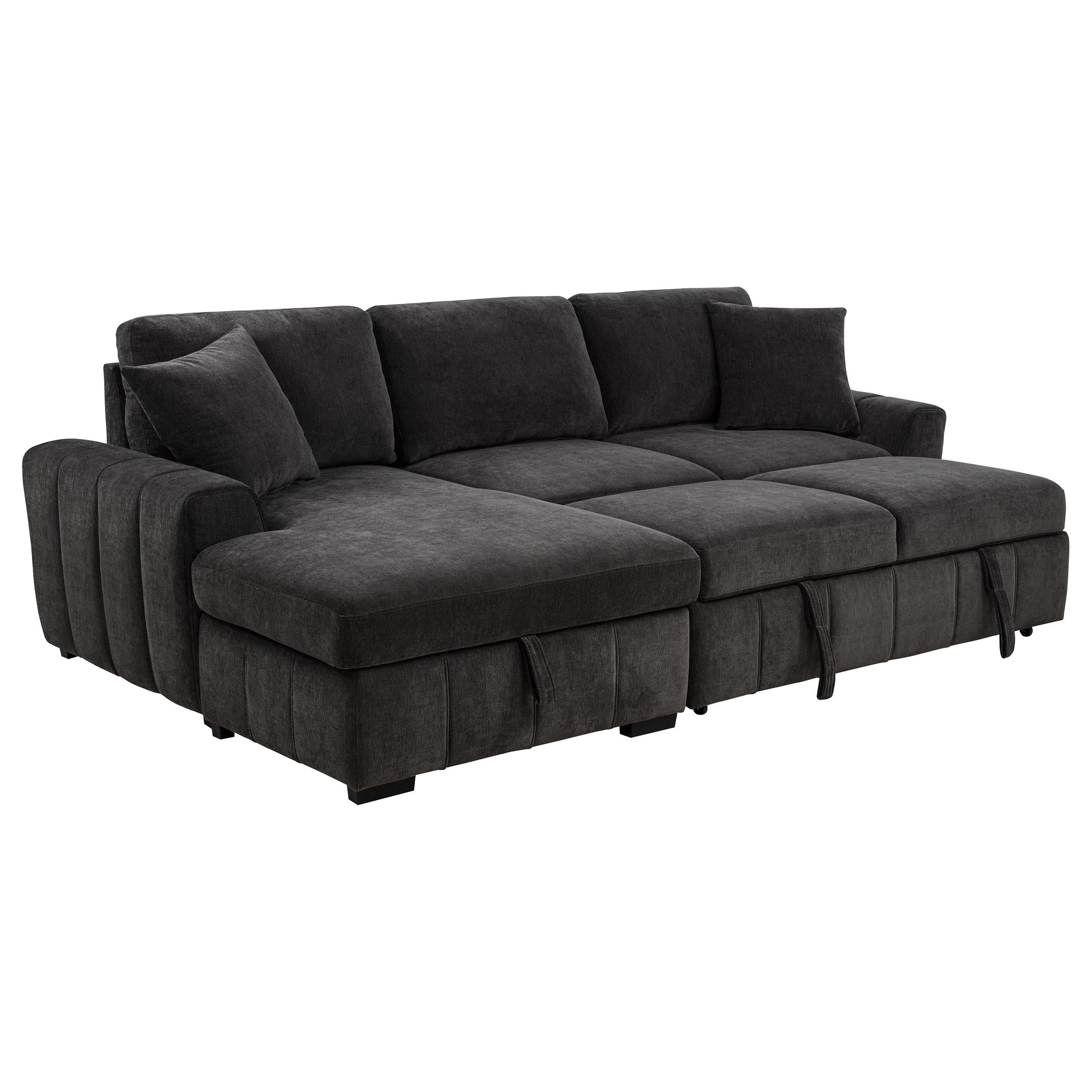 Pastrana Upholstered Sleeper Sectional Sofa Charcoal Grey - 500349