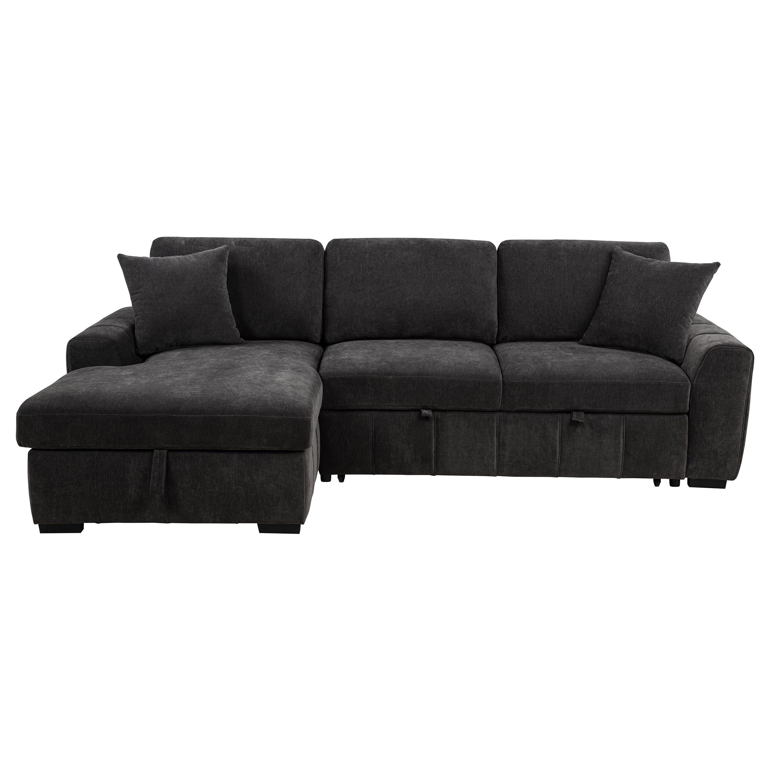 Pastrana Upholstered Sleeper Sectional Sofa Charcoal Grey - 500349