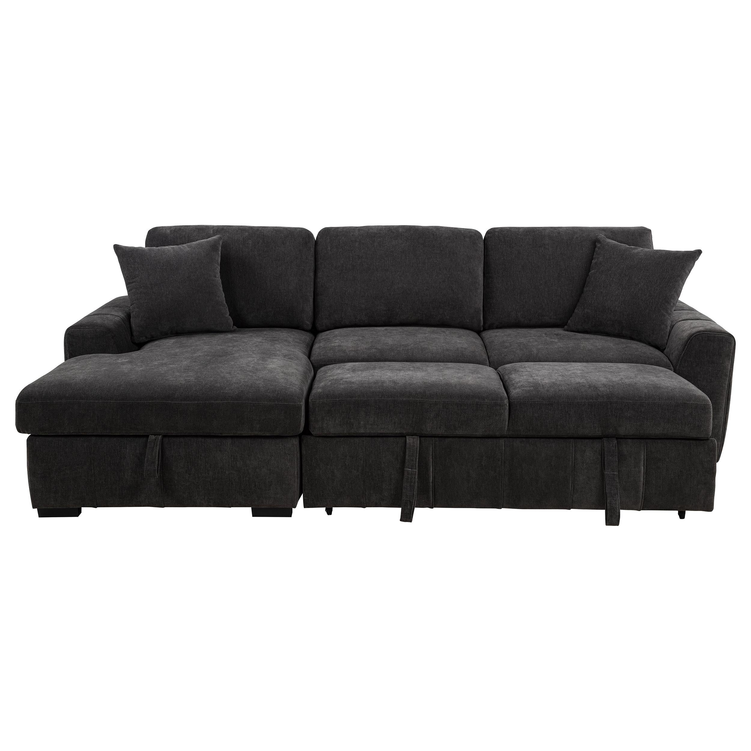 Pastrana Upholstered Sleeper Sectional Sofa Charcoal Grey - 500349
