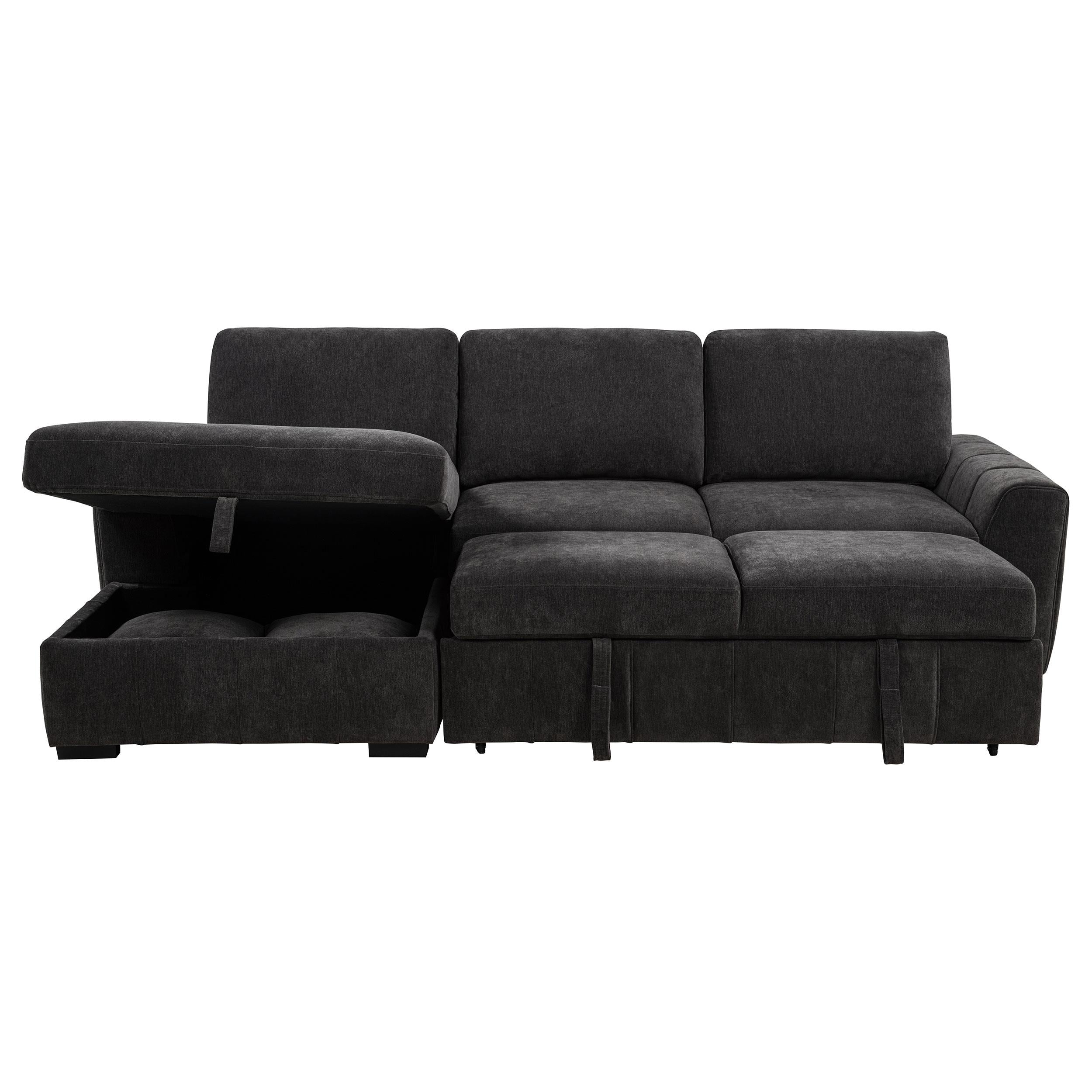 Pastrana Upholstered Sleeper Sectional Sofa Charcoal Grey - 500349