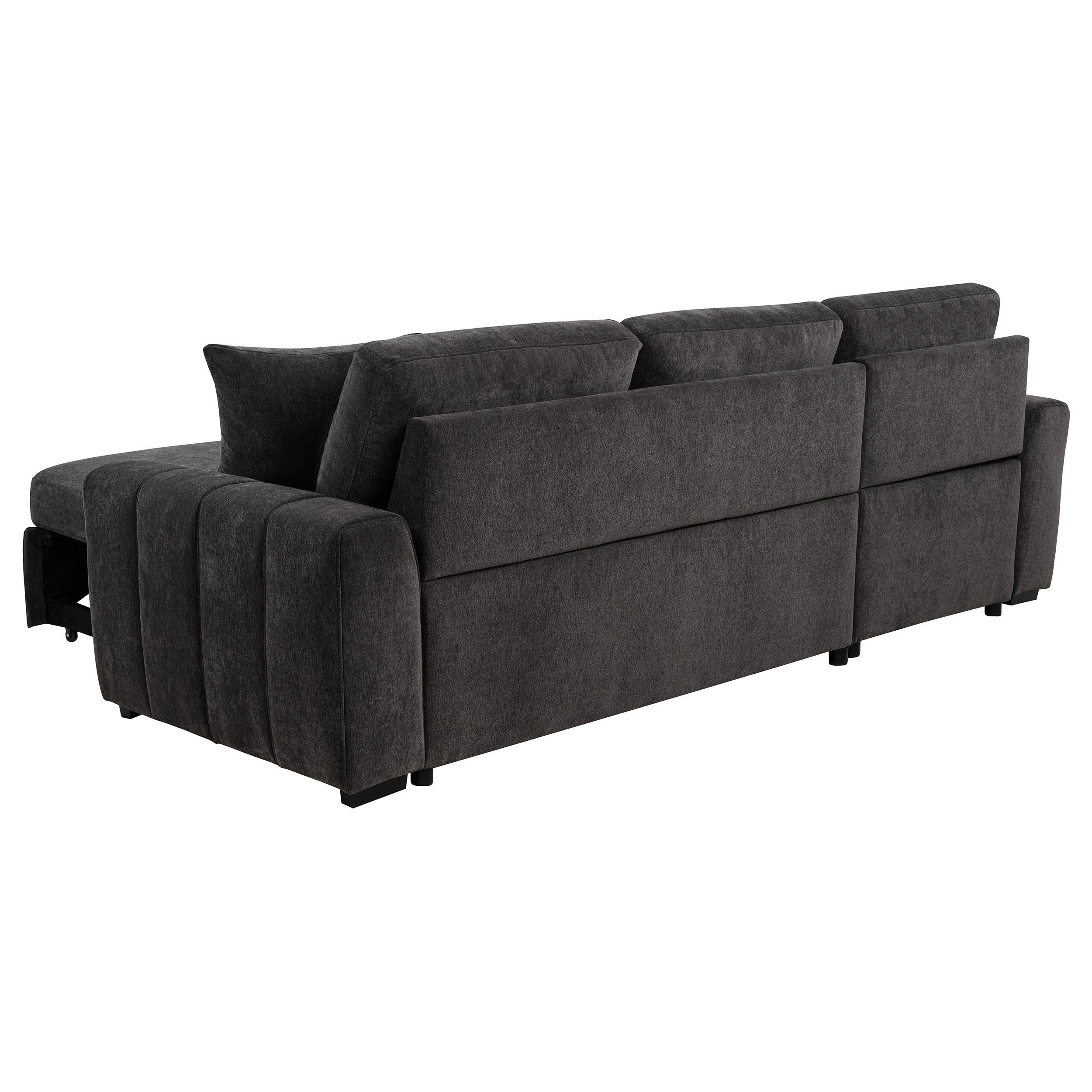 Pastrana Upholstered Sleeper Sectional Sofa Charcoal Grey - 500349