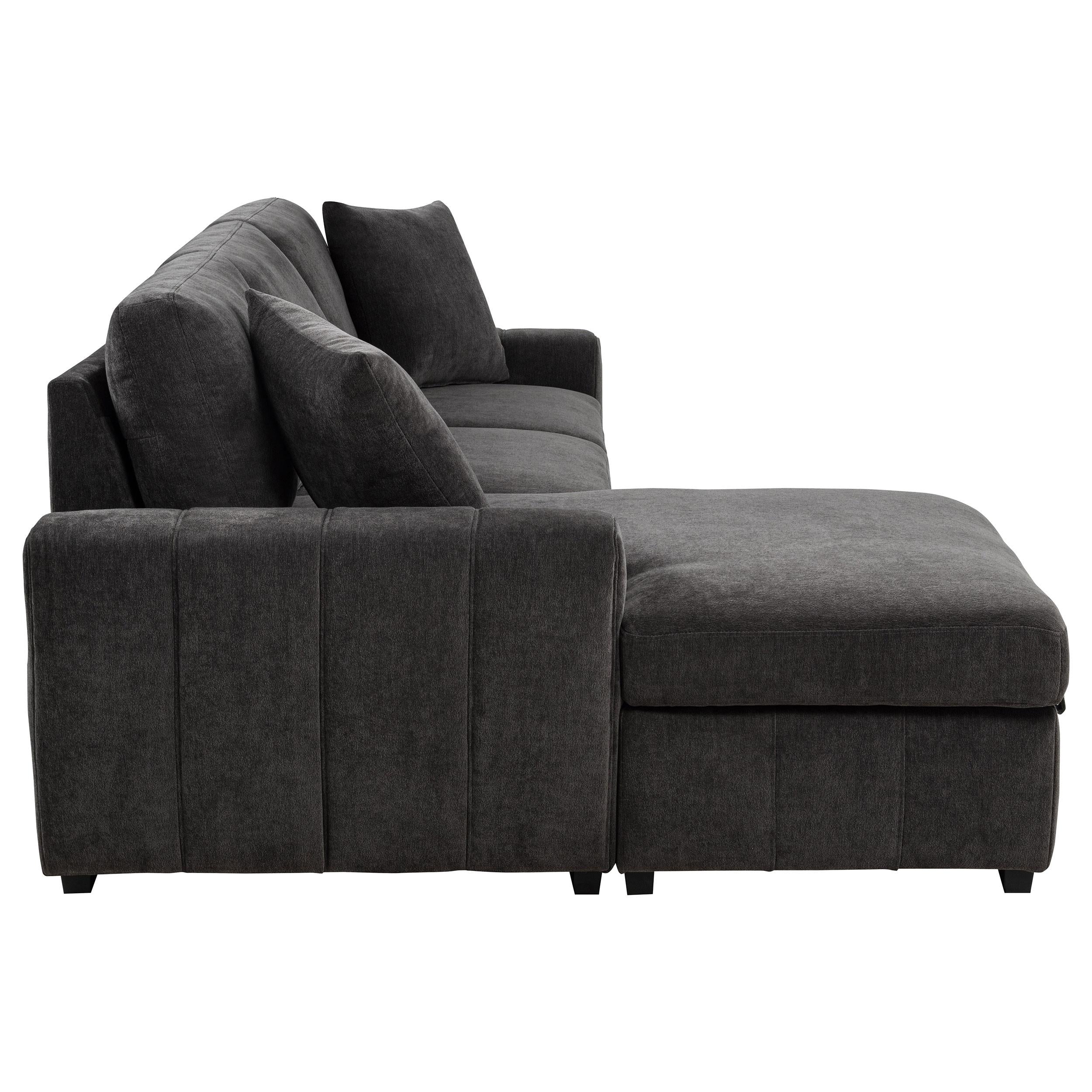 Pastrana Upholstered Sleeper Sectional Sofa Charcoal Grey - 500349