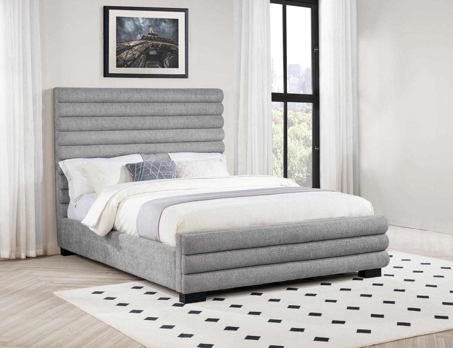 Patricia 58-inch Boucle Upholstered Queen Bed Grey - 300719Q