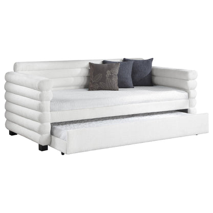Patricia Boucle Upholstered Twin Day Bed with Trundle White - 300716