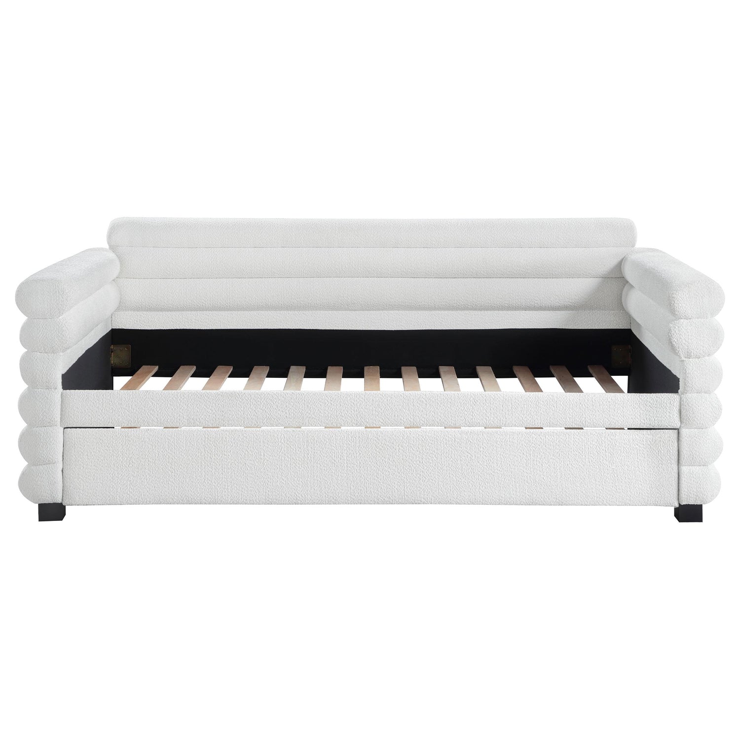 Patricia Boucle Upholstered Twin Day Bed with Trundle White - 300716
