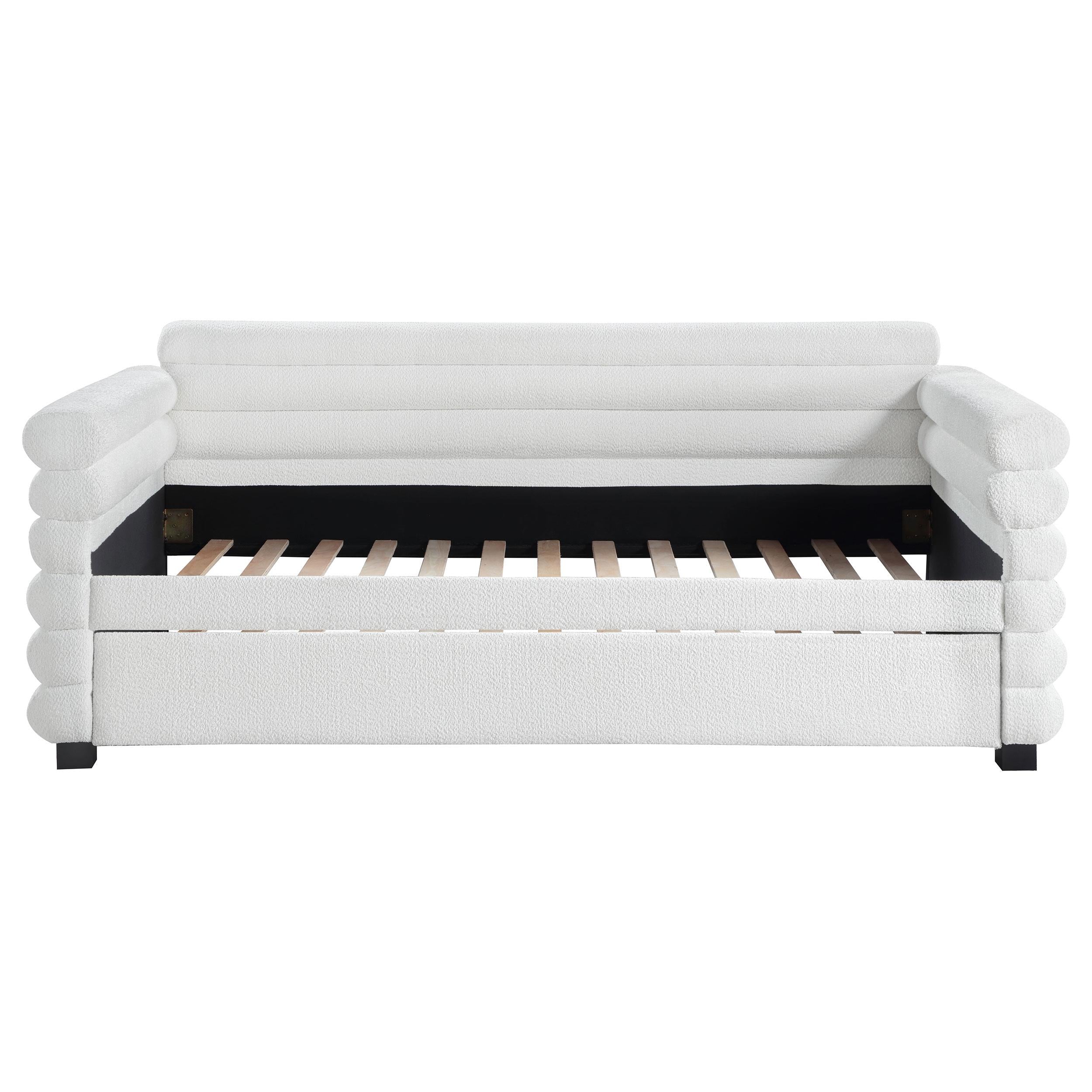 Patricia Boucle Upholstered Twin Day Bed with Trundle White - 300716