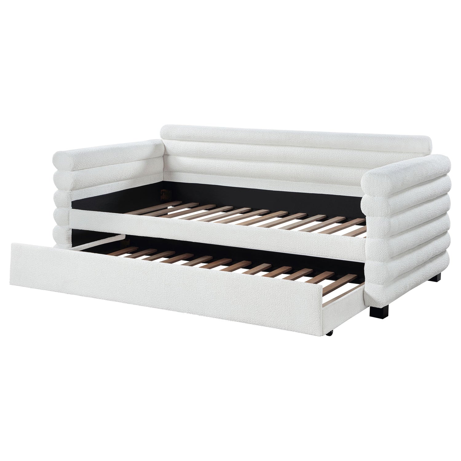 Patricia Boucle Upholstered Twin Day Bed with Trundle White - 300716