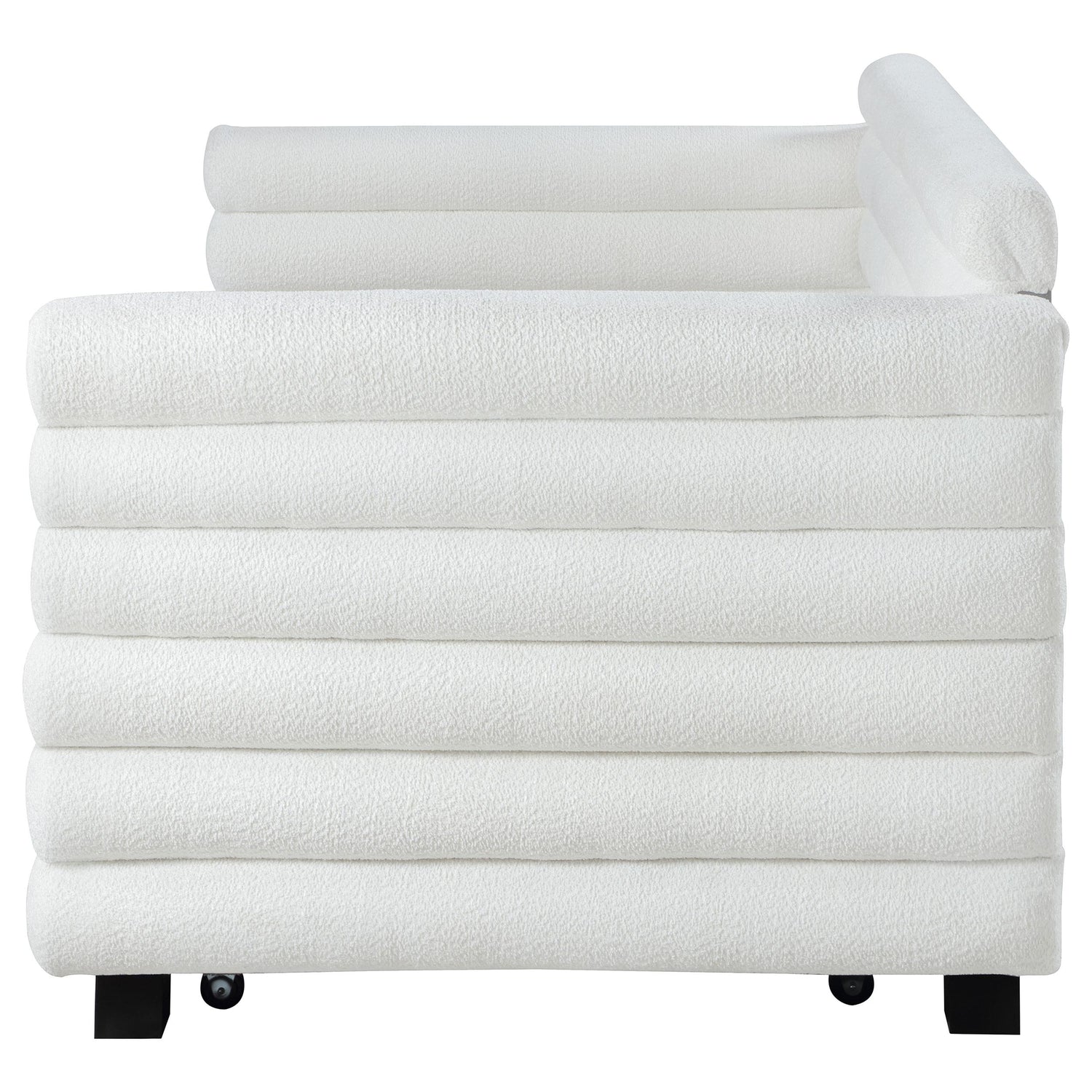 Patricia Boucle Upholstered Twin Day Bed with Trundle White - 300716