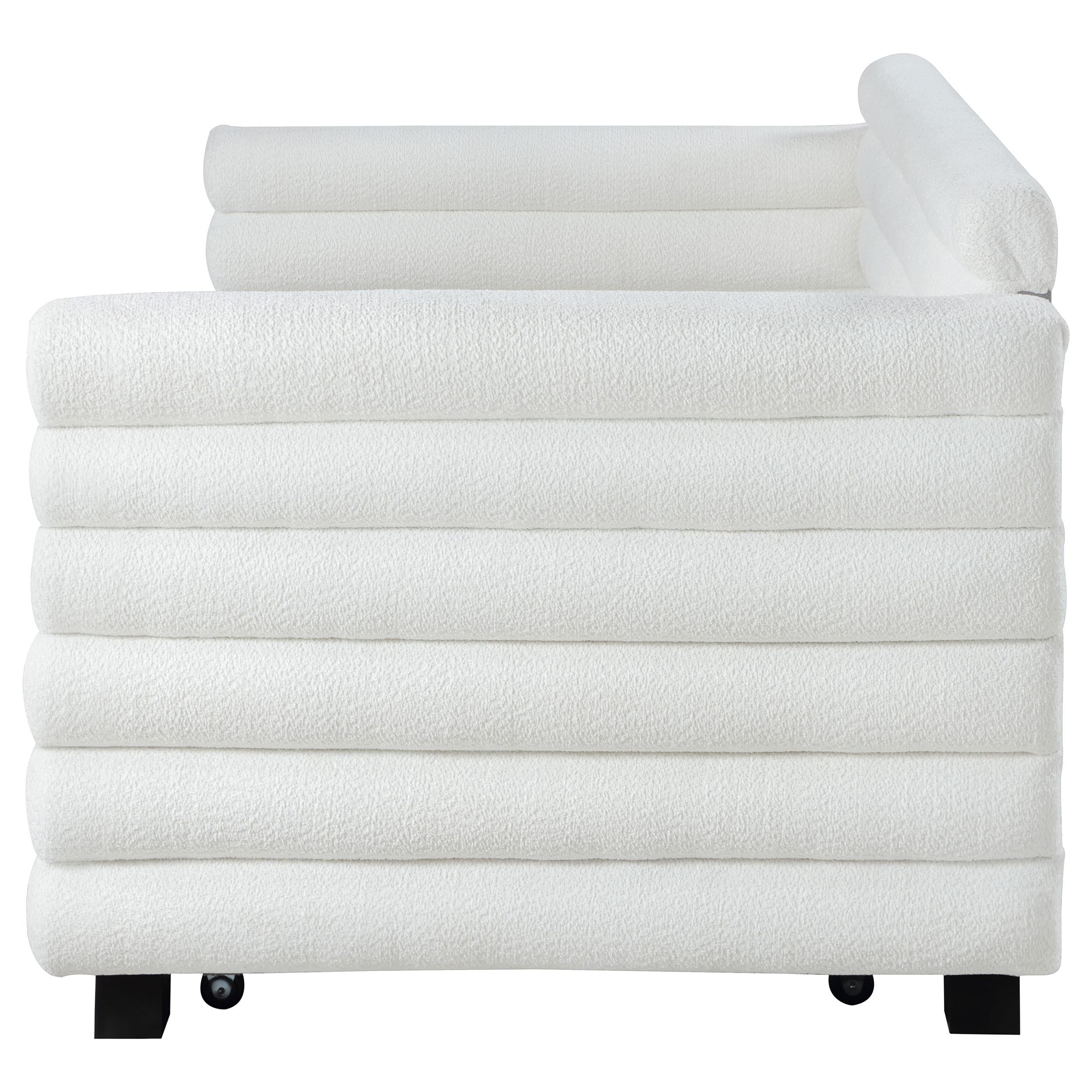 Patricia Boucle Upholstered Twin Day Bed with Trundle White - 300716
