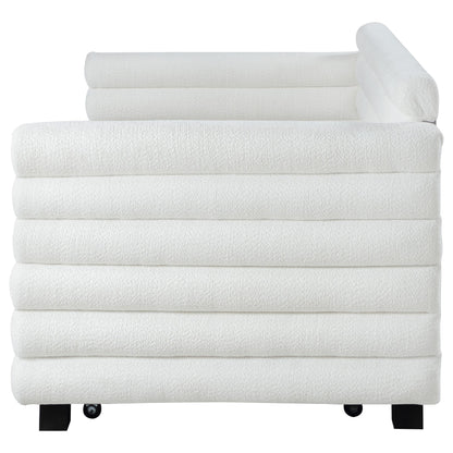 Patricia Boucle Upholstered Twin Day Bed with Trundle White - 300716
