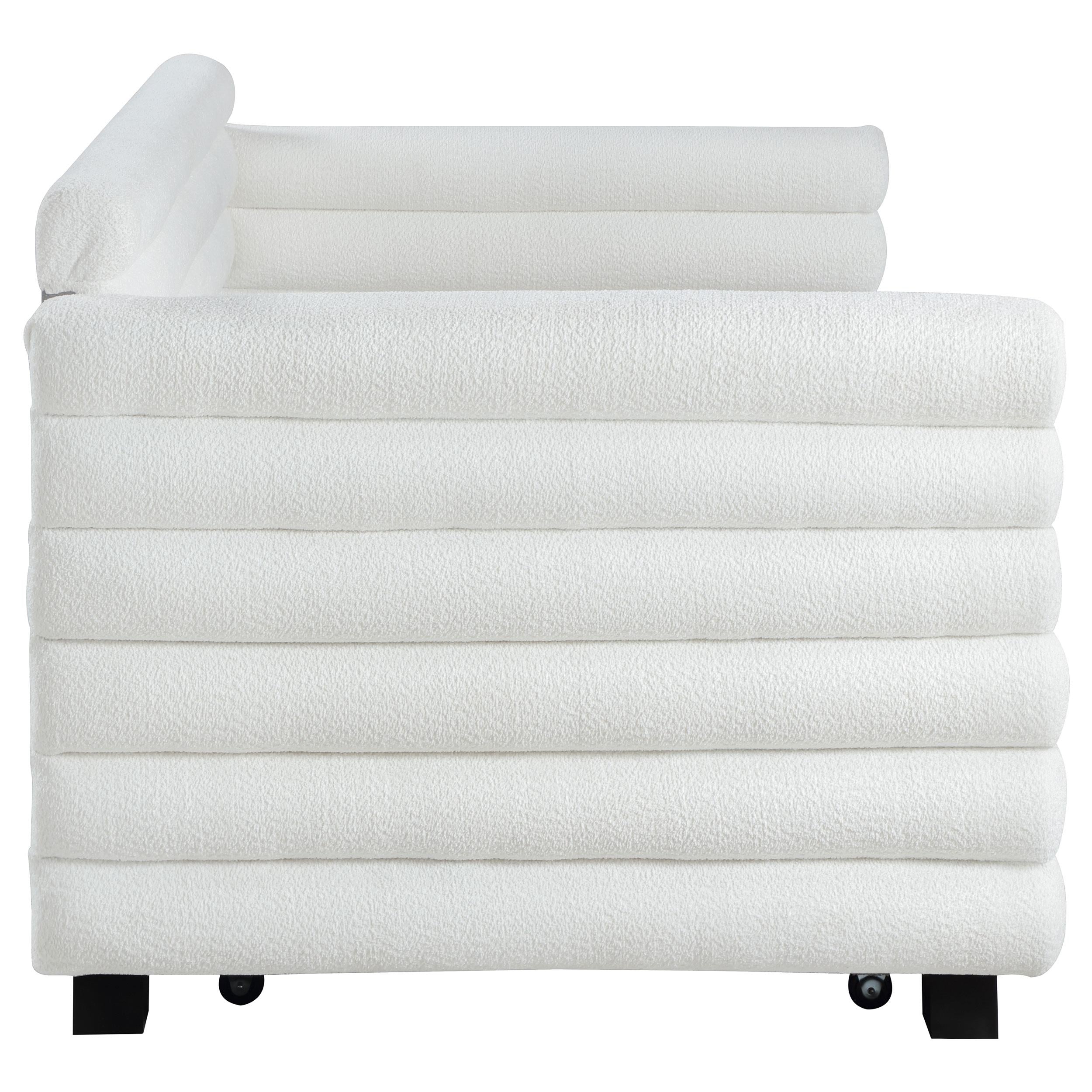 Patricia Boucle Upholstered Twin Day Bed with Trundle White - 300716