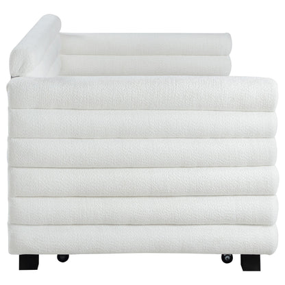Patricia Boucle Upholstered Twin Day Bed with Trundle White - 300716