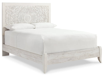 Paxberry Queen Panel Bed with Dresser in Whitewash from Ashley - Luna Furniture