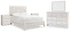 Paxberry Queen Panel Bed with Mirrored Dresser and 2 Nightstands in Whitewash from Ashley - Luna Furniture