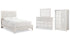 Paxberry Queen Panel Bed with Mirrored Dresser and Chest in Whitewash from Ashley - Luna Furniture