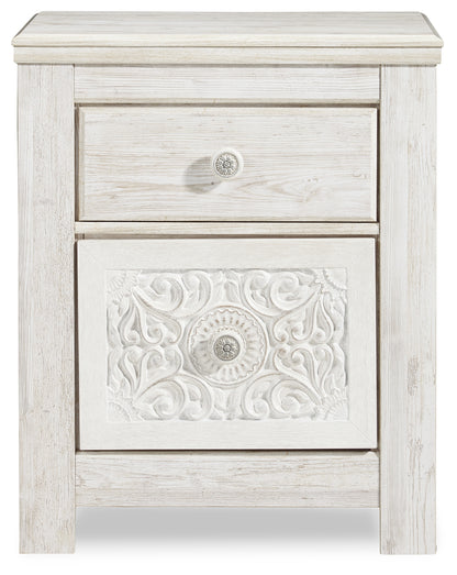 Paxberry Whitewash Full Panel Bed, Dresser and Nightstand - B181B23