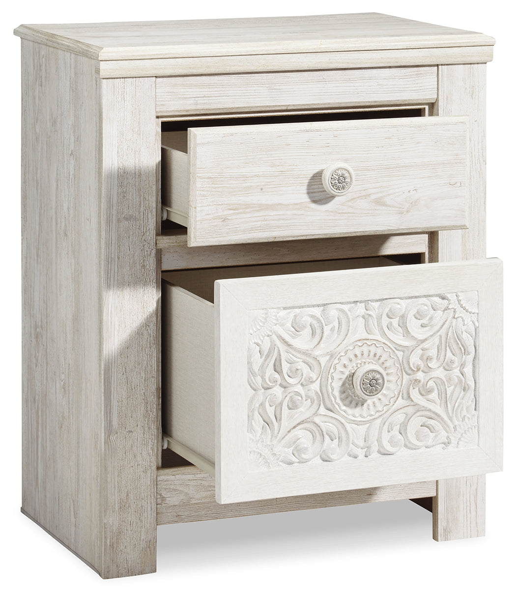 Paxberry Whitewash Full Panel Bed, Dresser and Nightstand - B181B23