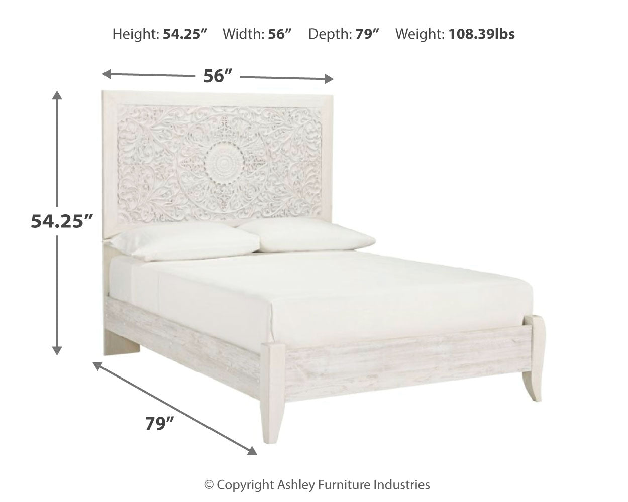 Paxberry Whitewash Full Panel Bed, Dresser and Nightstand - B181B23